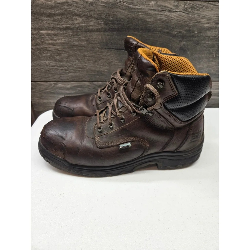 Timberland PRO‎ Titan Mens Brown Leather Waterproof Safety Toe Work Boots 10.5W